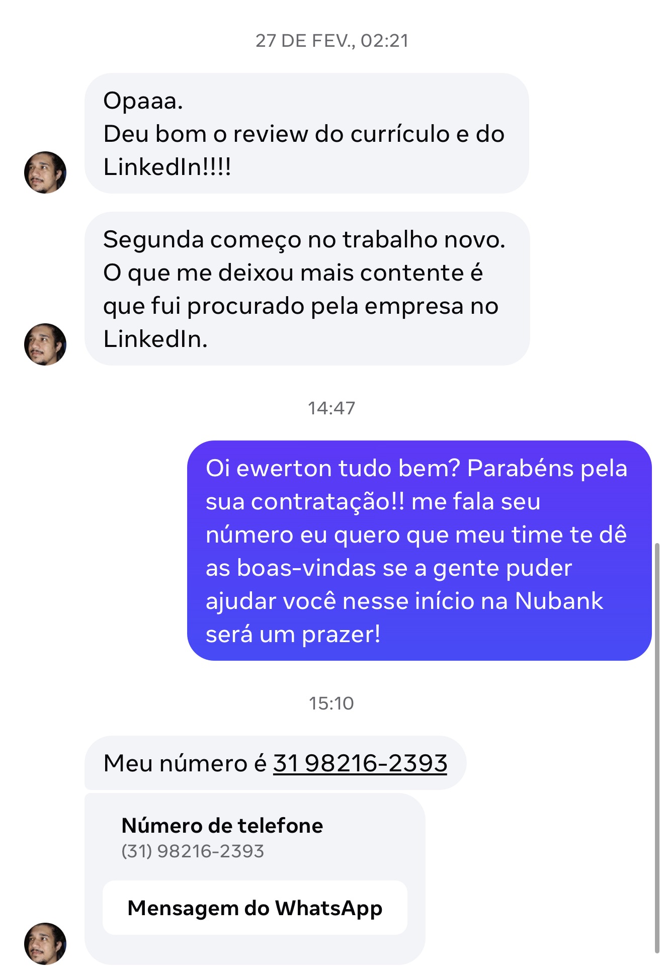 Depoimento Ewerton — contratação Nubank